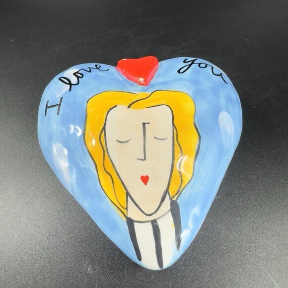 Sandra Magsamen for Silvestri Ceramic Heart Rattle I Love You Figure Decor VTG - Picture 14 of 14